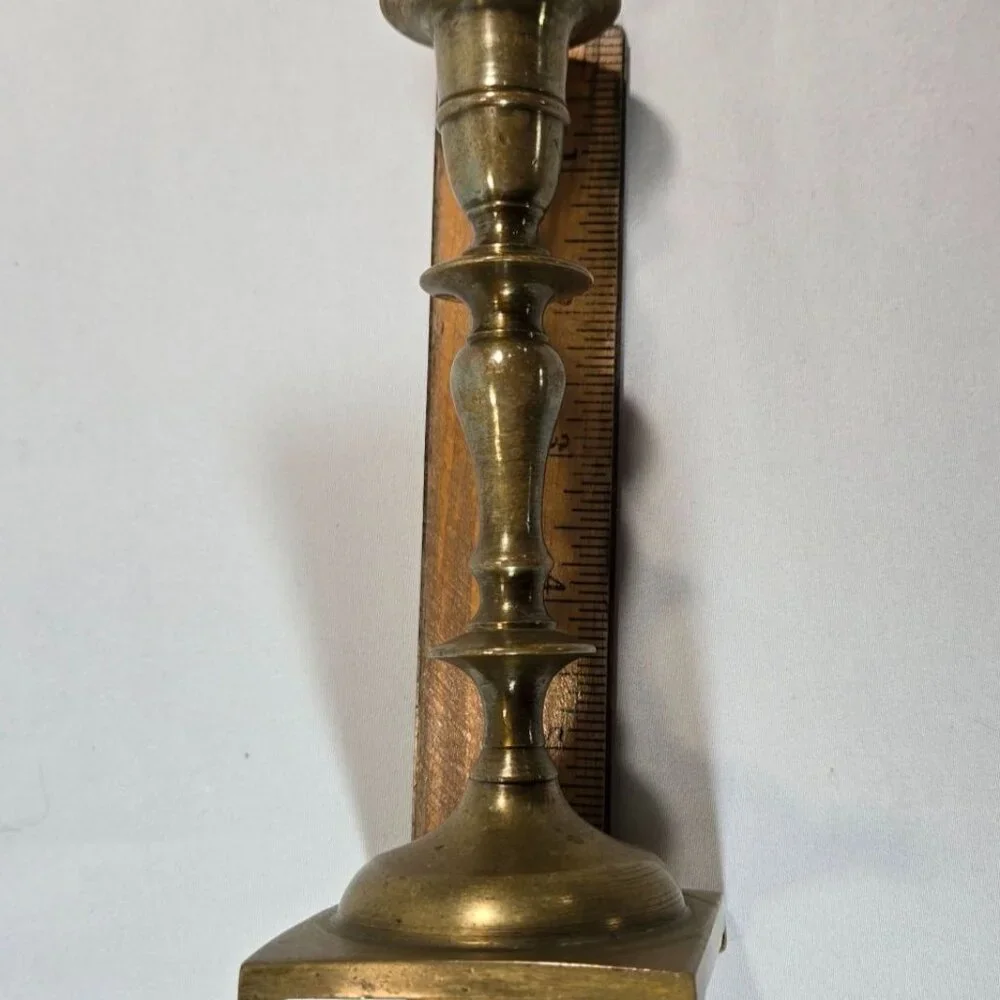 Vtg Solid Brass Candlestick Holder 7